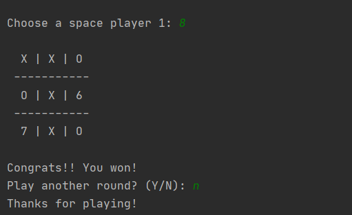 Python Tic Tac Toe Game